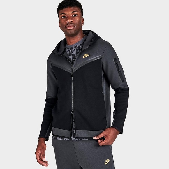 Nike Sportswear Tech Fleece 2-piece Hoodie/Joggers - Smoke grey/metallic gold - Picture 3 of 14